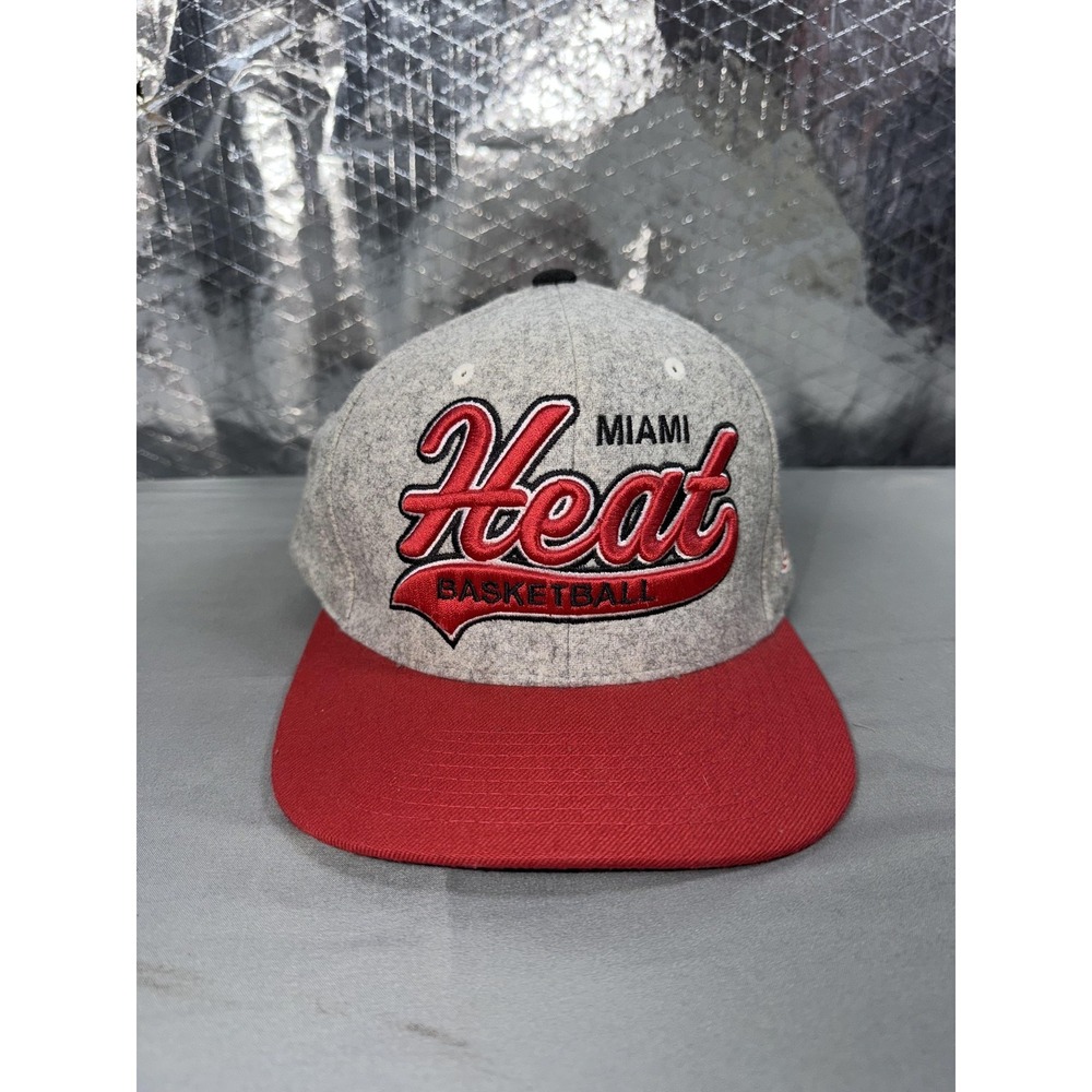 Miami Heat Hat Cap Strap Back Mens Wool Blend One Size Gray NBA Mitchell & Ness